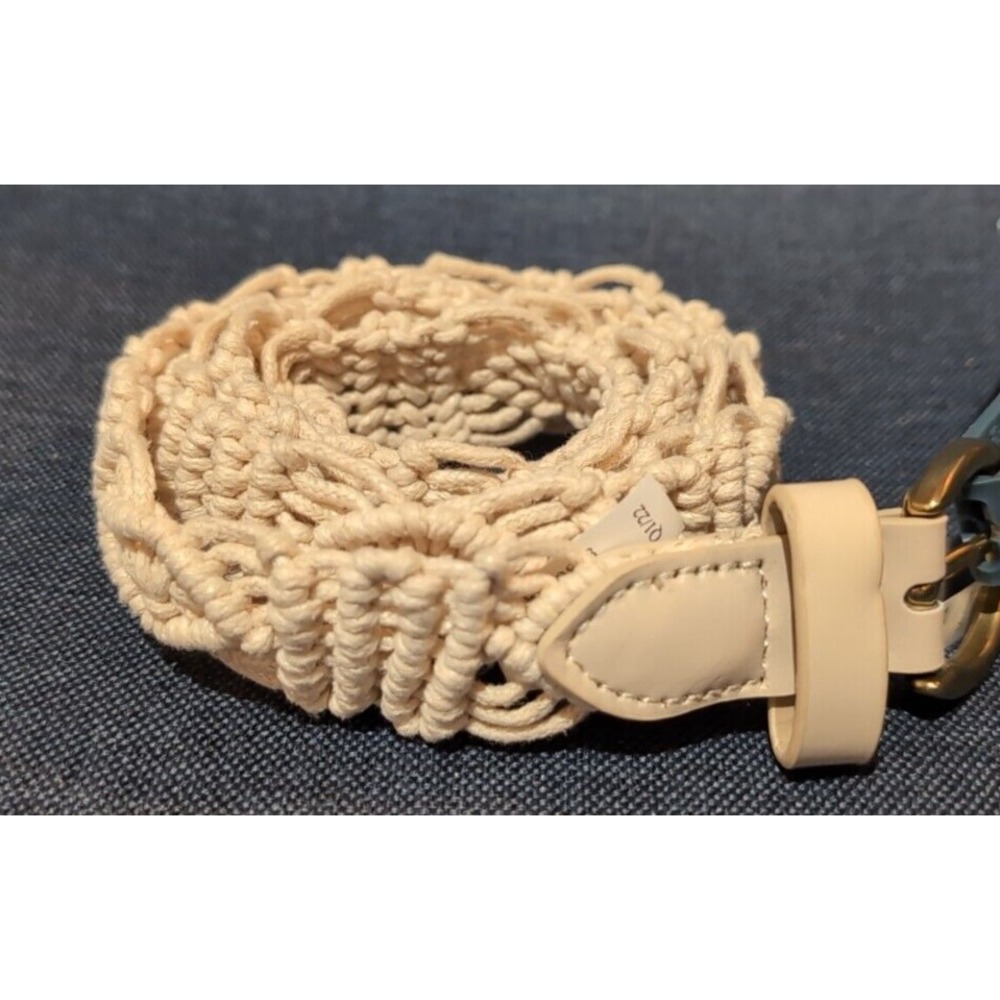 Universal Thread Belt Women's Size S Off-white Macramé Skinny Metal Buckle
